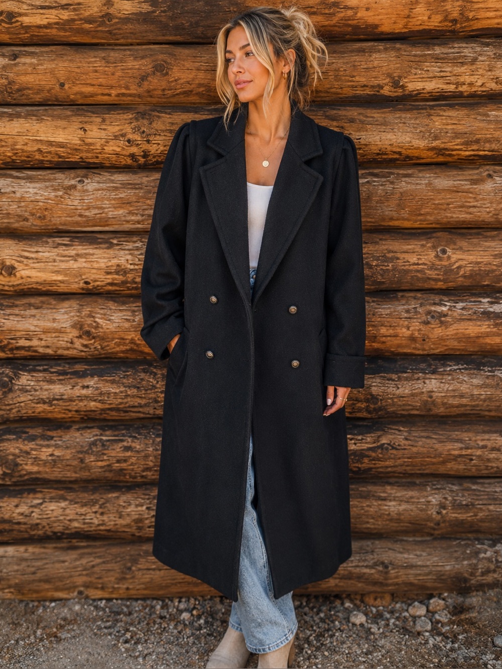 Vintage Jofeld Double Breasted Wool Blend Maxi Overcoat Wool Blend 6 Winter - Picture 1 of 10